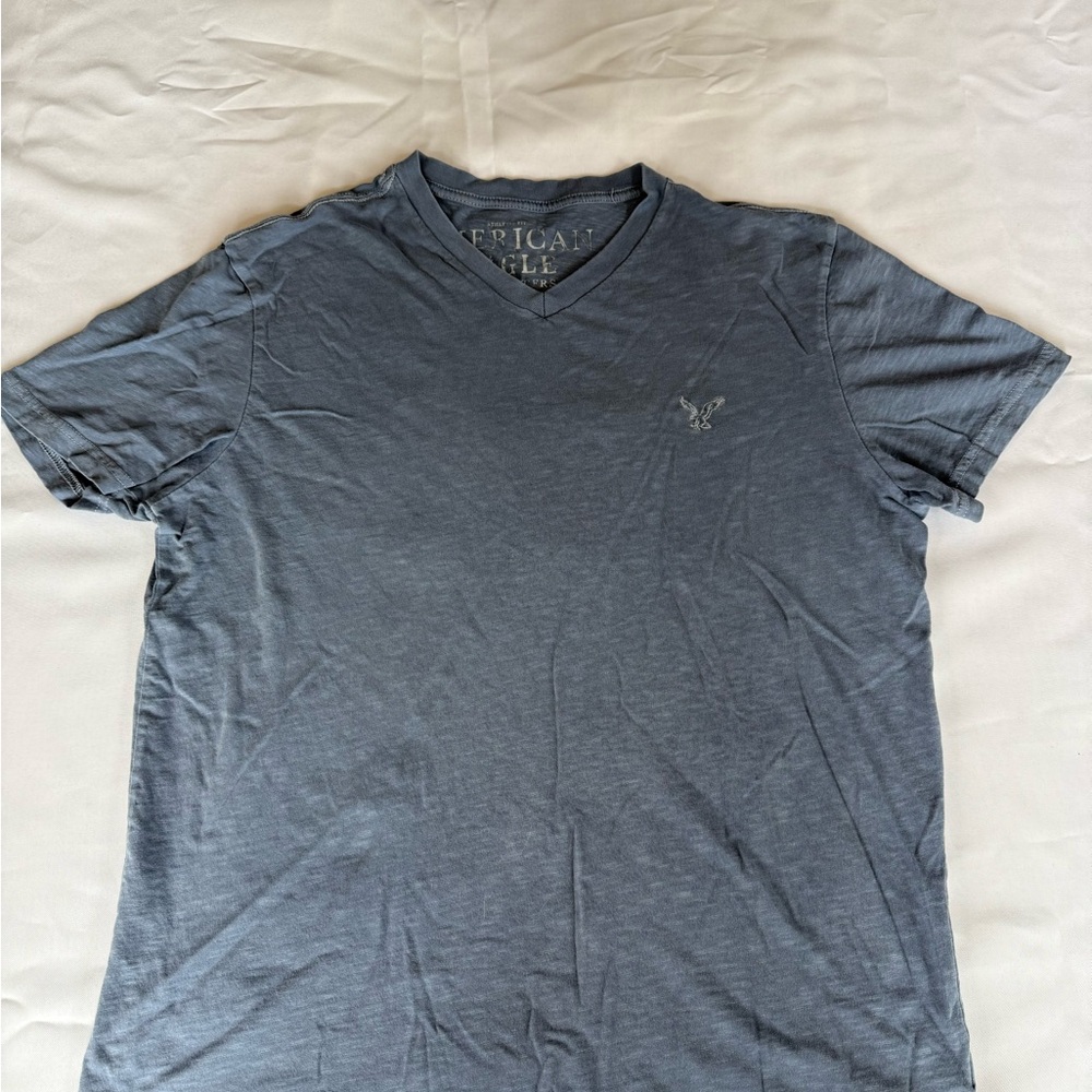 American Eagle Outfitters Men's Charcoal V-Neck Tee